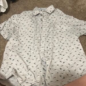 Gray Casual Button Down Shirt with Lightweight Fabric